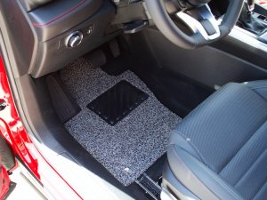 Dodge Hornet Floor Mats - All Weather - Rubber Woven Carpet - Front Set - Black + Grey 